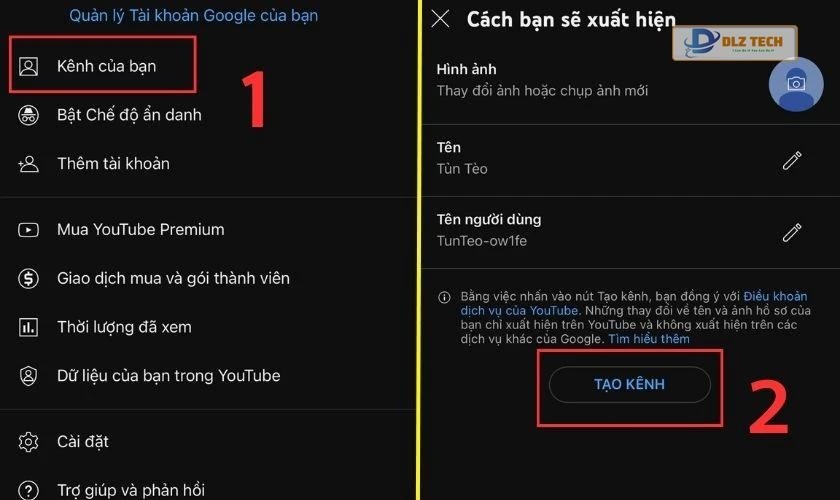 Hướng dẫn tạo kênh YouTube từ điện thoại