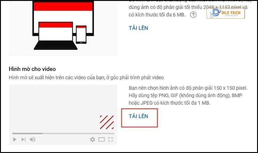 Nhấn TẢI LÊN cho Hình mờ cho video
