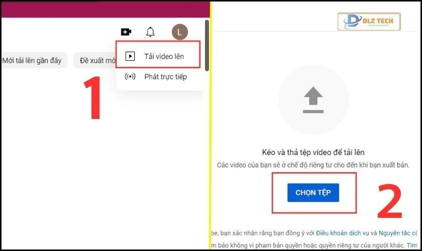 Nhấn Tải video lên