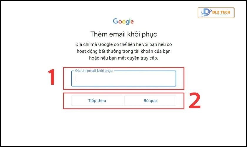 Thêm email khôi phục