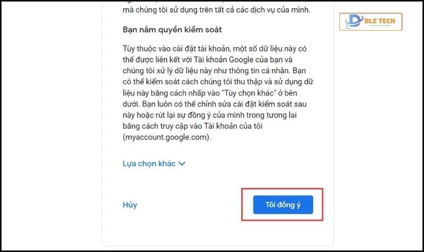 Nhấn Tôi đồng ý để hoàn tất
