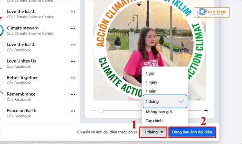 Nhấn Dùng làm ảnh đại diện