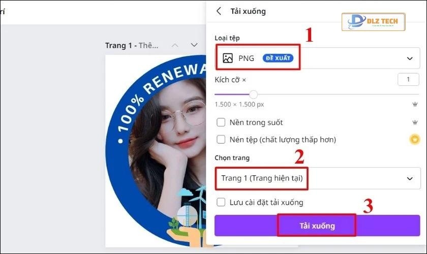 Chọn loại tệp và trang