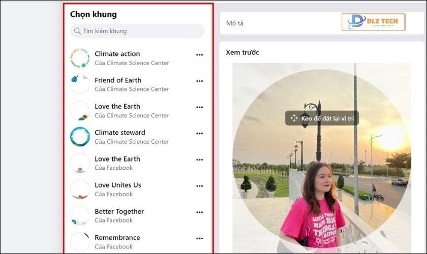 Chọn khung có sẵn