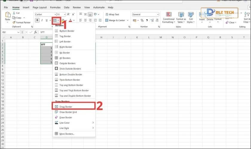 Sử dụng Draw Border để vẽ khung
