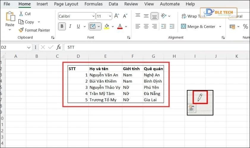 Cách tạo khung viền bằng chuột