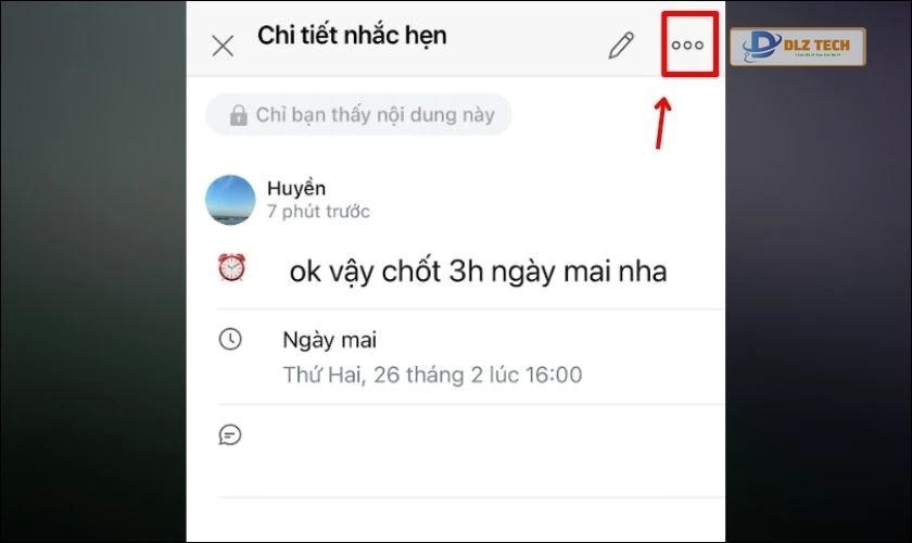 Mở menu và chọn xóa nhắc hẹn