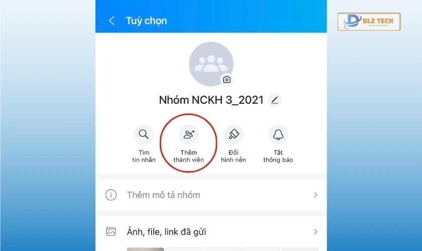 Thêm thành viên nhóm Zalo - Cách 1