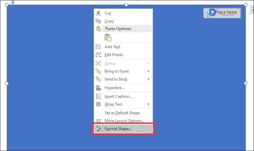 Click chọn vào mục Shape Format