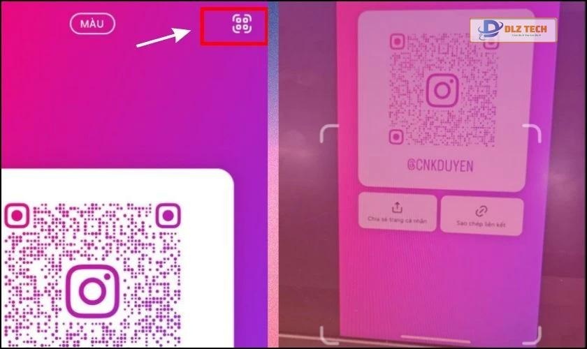 Trong mục mã QR, bạn sẽ thấy biểu tượng quét