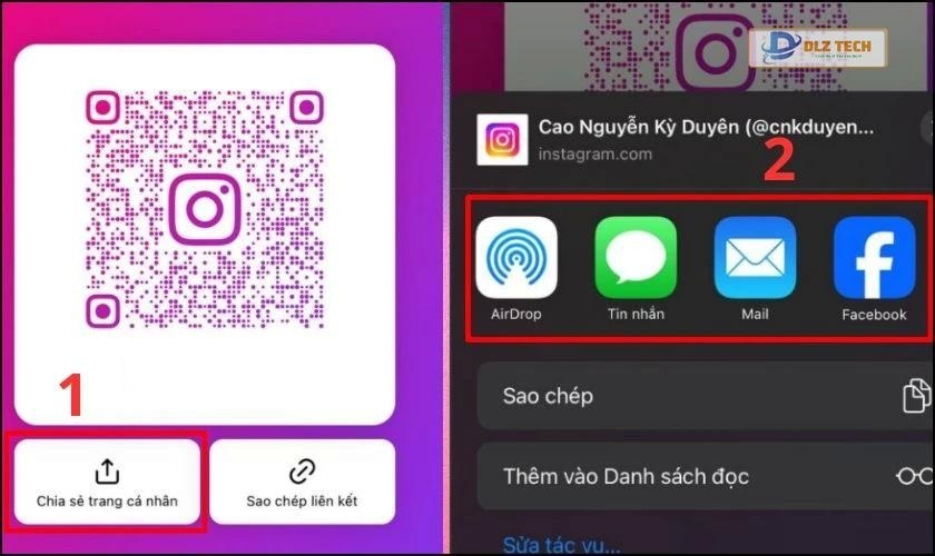 Có thể chia sẻ QR Instagram với người khác không?