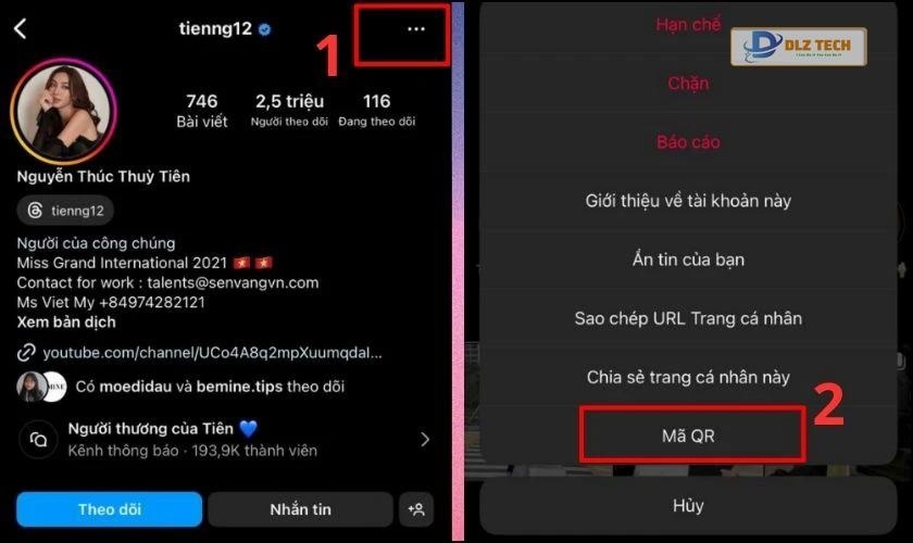Cách lấy mã QR tài khoản Instagram của người khác