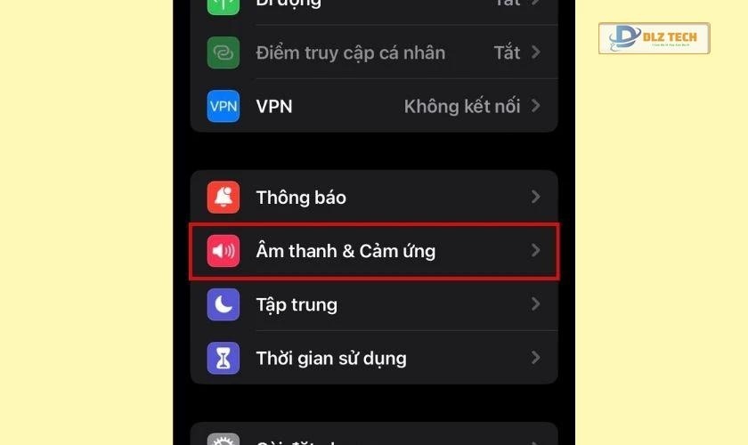 giao diện mục âm thanh & cảm ứng
