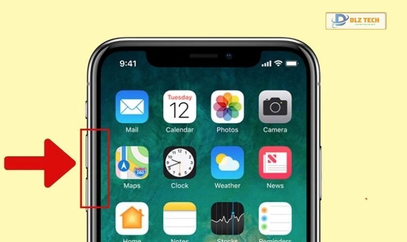 nhấn nút giảm âm lượng đến bằng 0