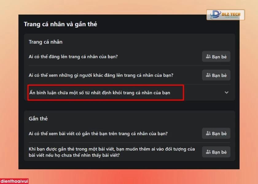 Ẩn bình luận chứa một số từ nhất định khỏi trang cá nhân của bạn
