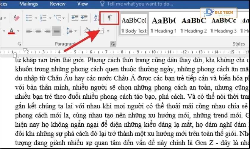 Kích hoạt Show/Hide trong Word