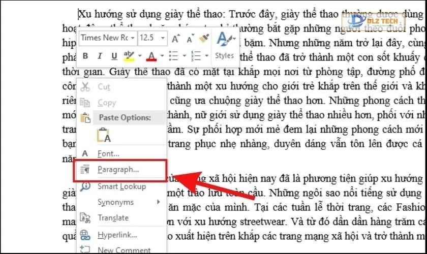 Ngắt trang bằng hộp thoại Paragraph trong Word