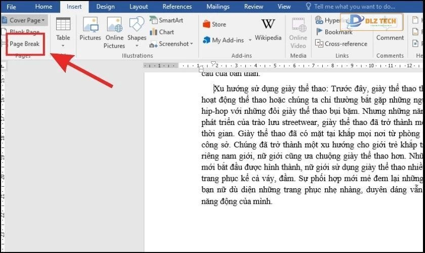 Chọn Page break