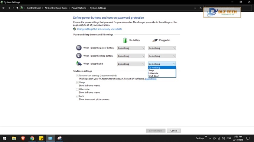 Nhấn Save Changes để thay đổi các thiết lập