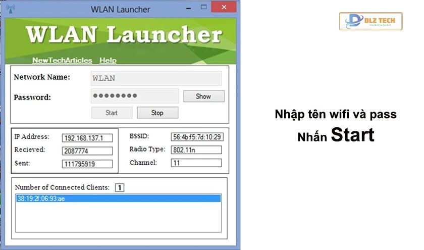 Hướng dẫn phát wifi trên win 10 bằng phần mềm Wlan launcher