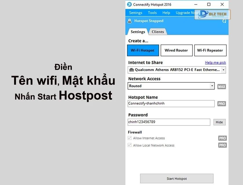 Phát wifi từ PC win 10 qua phần mềm Connectify