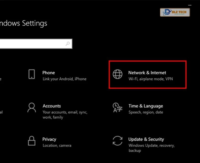 chọn vào phần “Network & internet”