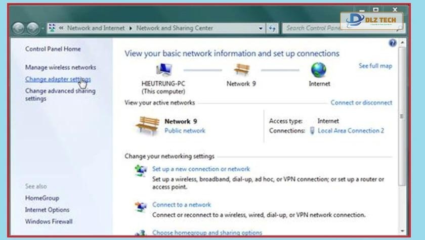 Cách phát wifi từ laptop Win 7 cho điện thoại trên Network AND Sharing Center