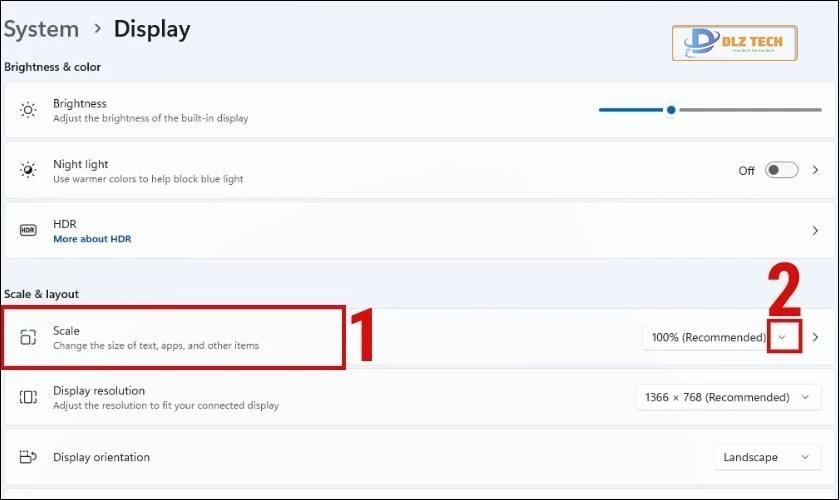 Thông số bạn muốn phóng to màn hình