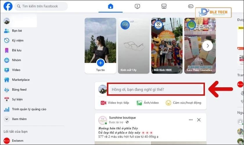 Mở Facebook để chia sẻ GIF