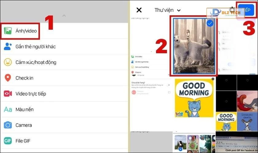 Chọn Ảnh/ Video và chọn GIF