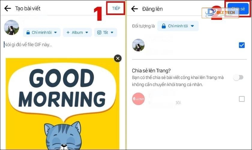 Chọn Tiếp và chia sẻ