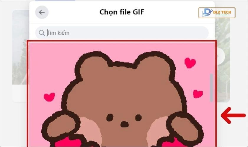 Lựa chọn file GIF để đăng tải
