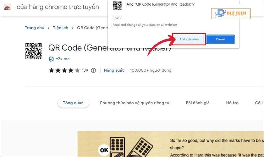 scan mã qr trên máy tính bằng tiện ích trên chrome