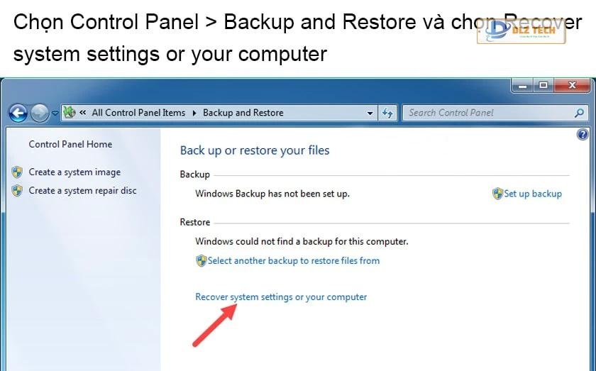 Cách reset laptop Win 7 bằng Control Panel