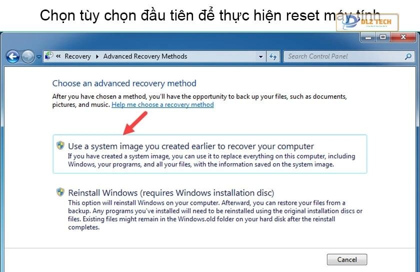 Cách reset máy tính Win 7 bằng Control Panel