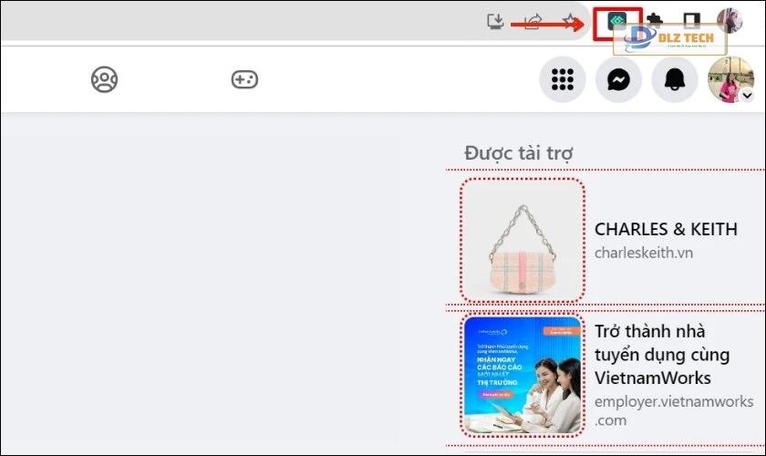 Nhấp vào biểu tượng tiện ích L.O.C