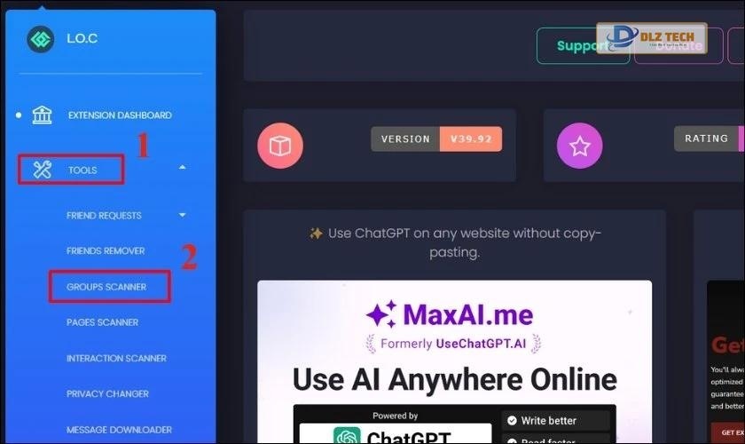 Chọn Group Scanner để mở tính năng quét nhóm