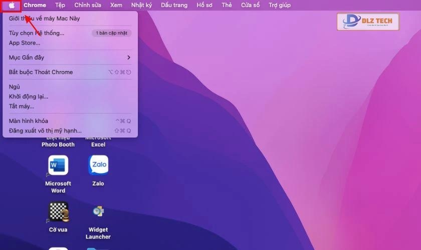 Khóa màn hình MacBook từ menu