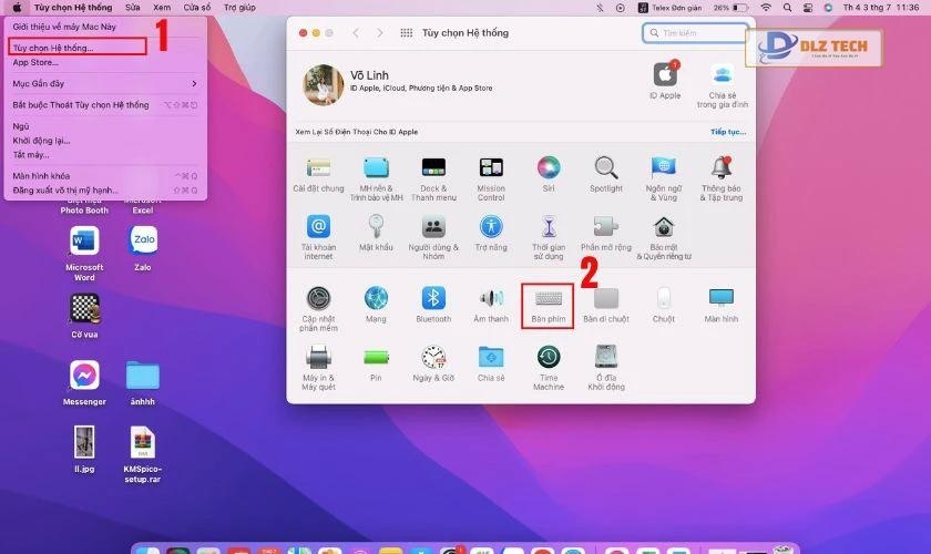Biểu tượng Bàn phím trong Tùy chọn hệ thống