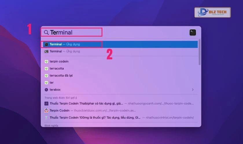 Mở ứng dụng Terminal