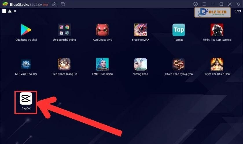 Sử dụng Capcut qua BlueStacks