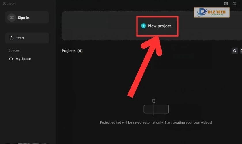 Bắt đầu dự án mới trên Capcut