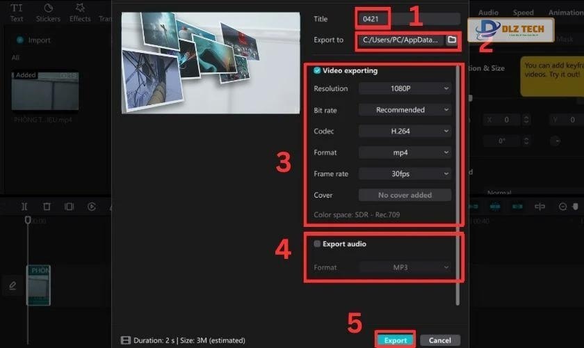 Xuất video từ Capcut