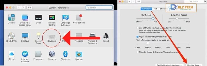 Chọn Modifier Keys