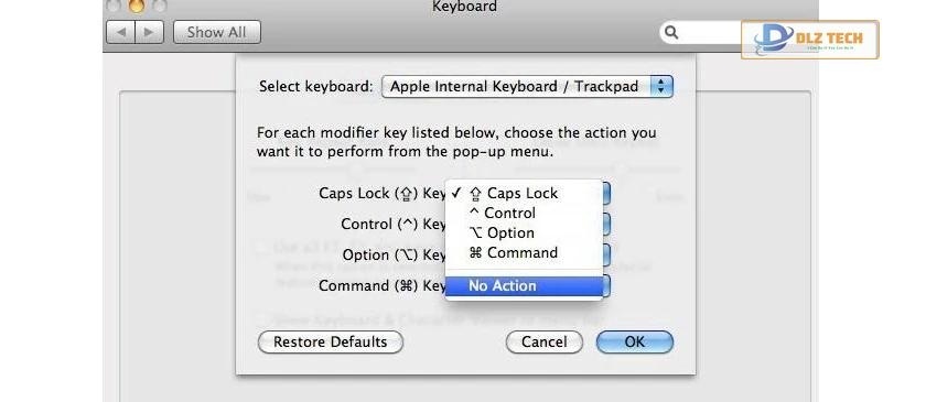 Trong mục Control (^) Key, bạn hãy chuyển sang Command