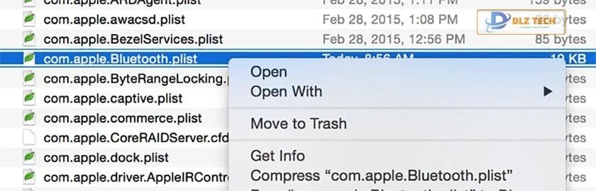 Xóa các tệp PLIST liên quan đến bluetooth
