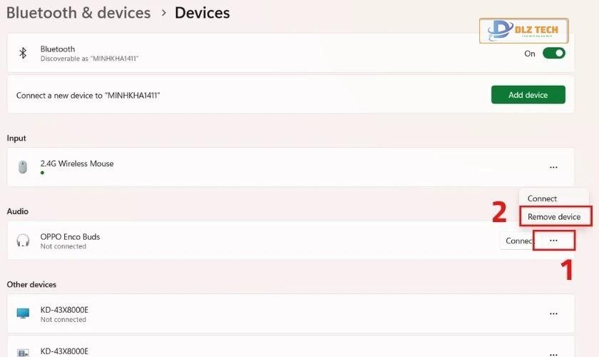 Ngắt kết nối tai nghe Bluetooth