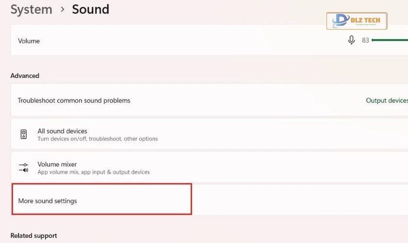 Chọn More sound settings