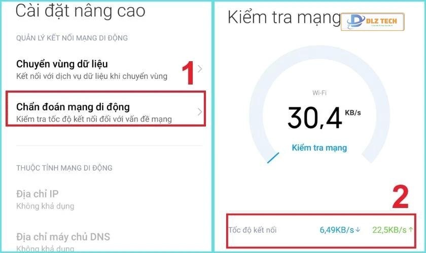 Kiểm tra mạng trên điện thoại