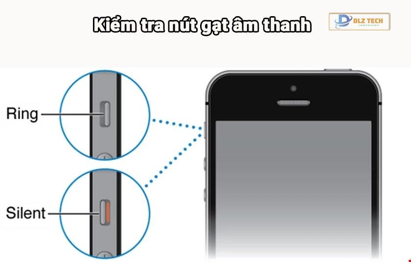 Kiểm tra nút gạt âm thanh trên iPhone